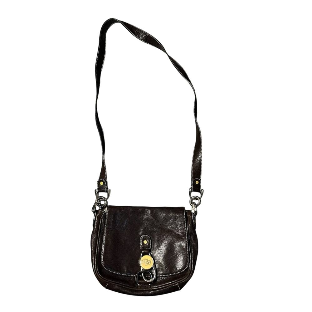 Ted Baker Dark Brown Leather Crossbody Bag with Lobster Clasp